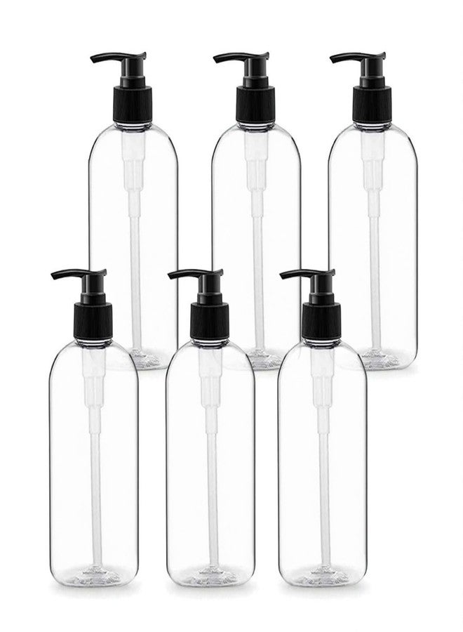 Thinqkart Select Empty Plastic Pump Bottles Dispenser 300ml Portable Clear BPA-Free Cylinder Shampoo Lotion Durable Refillable Containers for Massage Oil, Liquid Soap (Pack of 6 Bottles) - Image 1